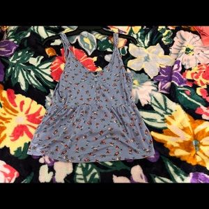blue with flowers tank top